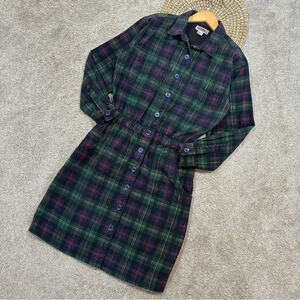 Fads Vintage 90s Y2K Tartan Plaid Corduroy Button Up Shirt Dress Long Sleeve M